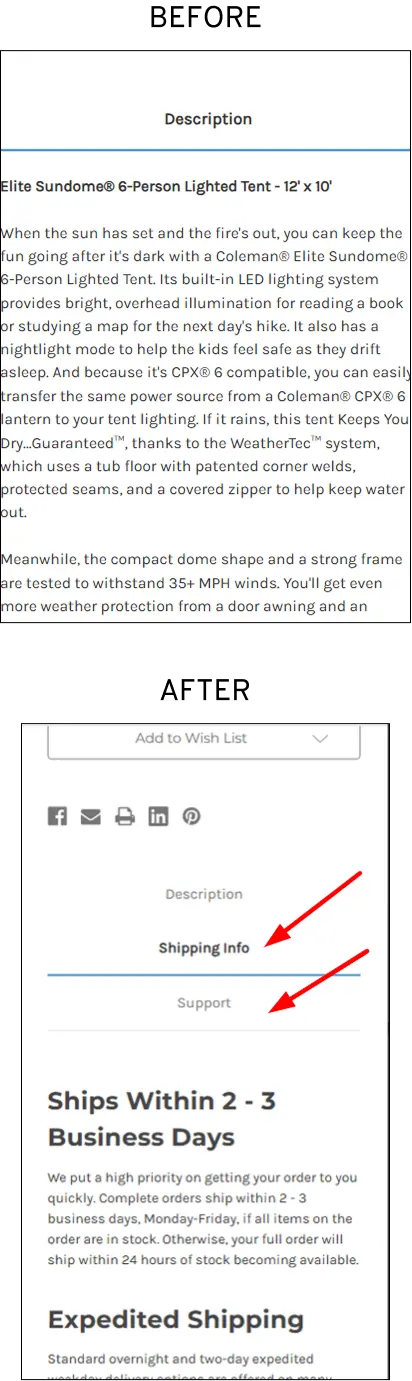 Support and Shipping (Mobile)