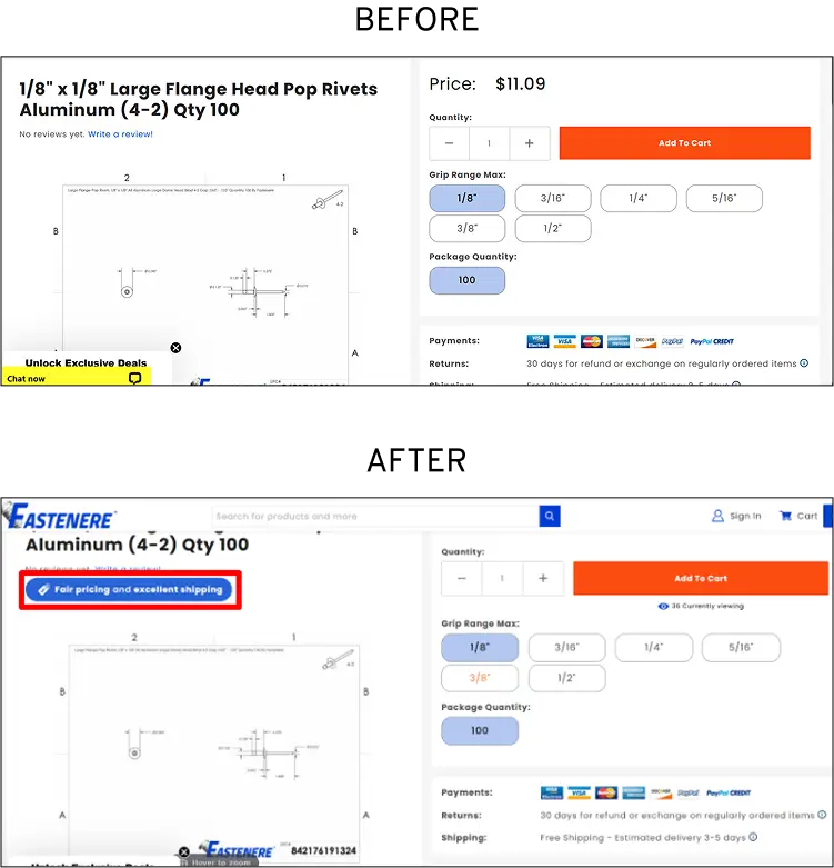 Quality Prominence on Product Pages (Desktop)